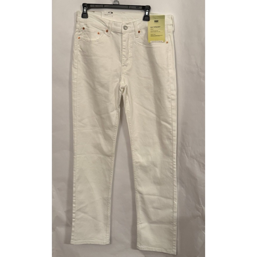 New Levis 514 Jeans Mens 32x34 White Denim Straight Leg Regular Fit Stretch